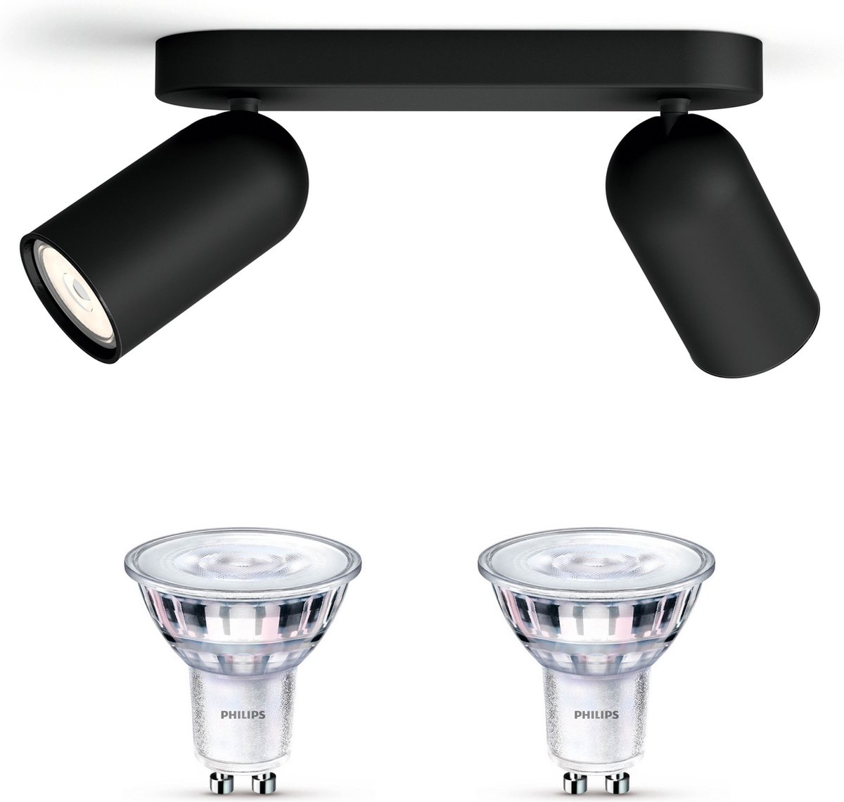 Philips myLiving PONGEE Opbouwspot - Zwart - 2 lichtpunten - Incl. Philips LED Scene Switch Gu10 50W