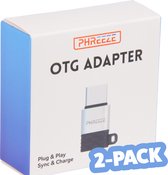 Phreeze™ Converter Micro-USB naar USB-C Adapter, 2-Pack - Universeel - Aluminium - Sleutelhanger