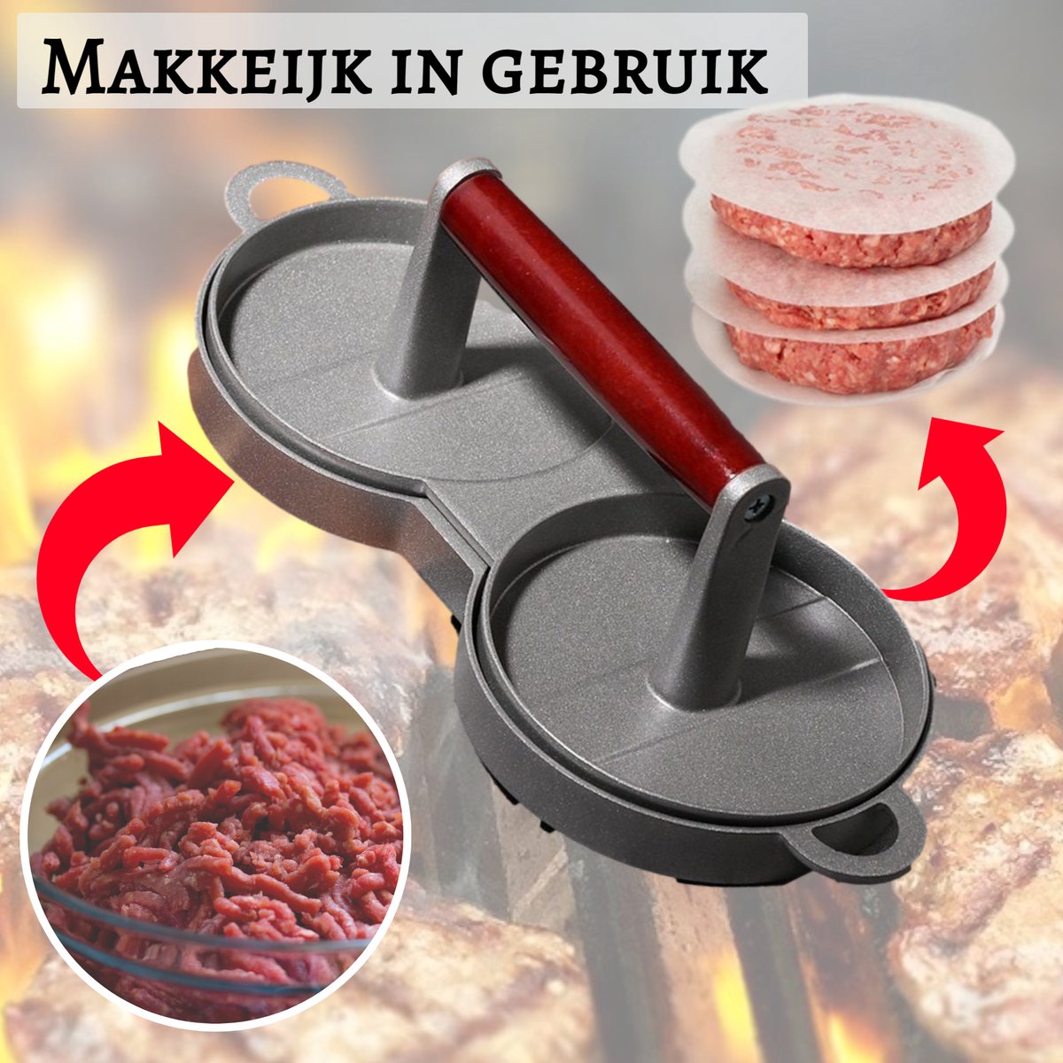 Hamburgerpers Voor De Perfecte Hamburger Pers Inclusief 100 Stuks
