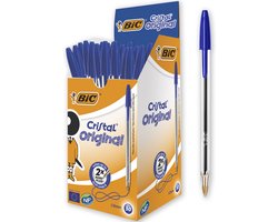 BIC Cristal Original Pennen - Blauwe balpennen - Medium punt (1.0mm) - Doos 50 stuks