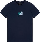 Malelions Samsam Shirt Navy Turquoise - Maat 128