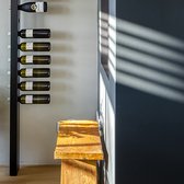 Wijnlat / wijnrek voor aan de muur - 14 flessen - Industrieel - Zwart gelakt