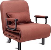 FURNIBELLA - Convertible Chair met armleuningen en verstelbare rugleuning Spons gevuld wiel met rem Bruin