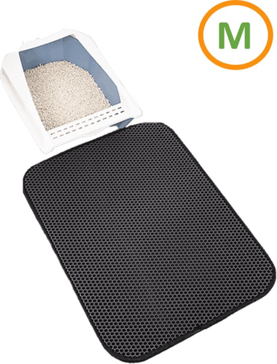 Tapis de sol Tapis de bac à litière Tapis de bac à litière Tapis de bac à litière Grit Catcher - Tapis chat 40 x 50 cm - Zwart - Zootic®