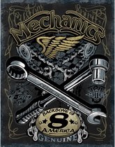 Metalen Wandbord - Mechanics - 31.5 x 40.5 cm