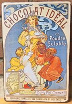Alphonse Mucha Chocolat Ideal Jugendstil Metalen Wandbord Poster