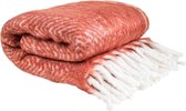 Return to Sender | Brick Red - Zachte handgewoven plaid 130 x 170 cm - Duurzaam én hoogwaardig handdoek- Luxe én bewust - hamamdoek - picknick