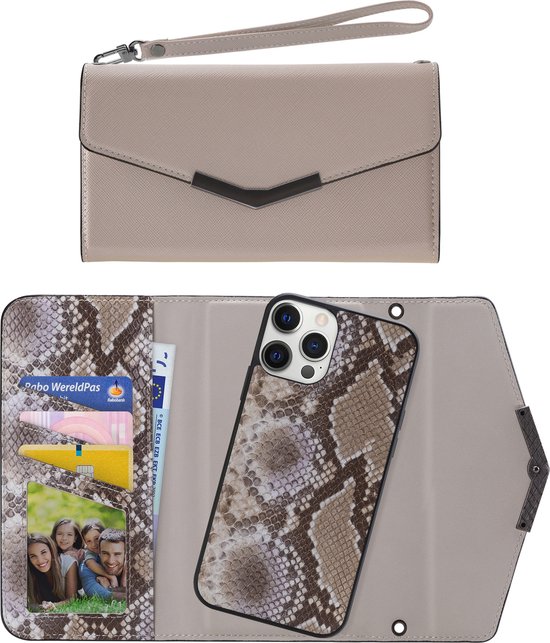 Etui Clutch Case pour iPhone 12 Pro Max - Mobilize - Imprimé serpent Beige - Similicuir