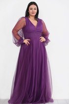 HASVEL -Party dress-Paarse Jurk- groote maat feest jurken-maat 54-Galajurk- Tule jurk