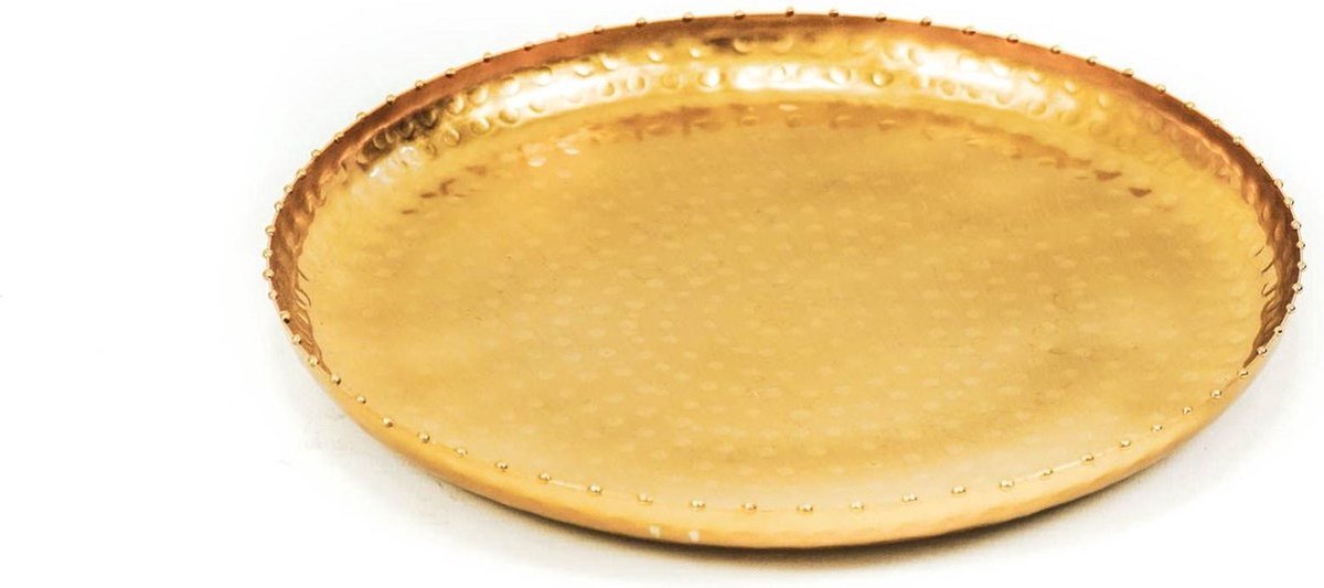 Housevitamin Stalen Rond Dienblad / Serveerplank - 22x22x2 cm – Goud