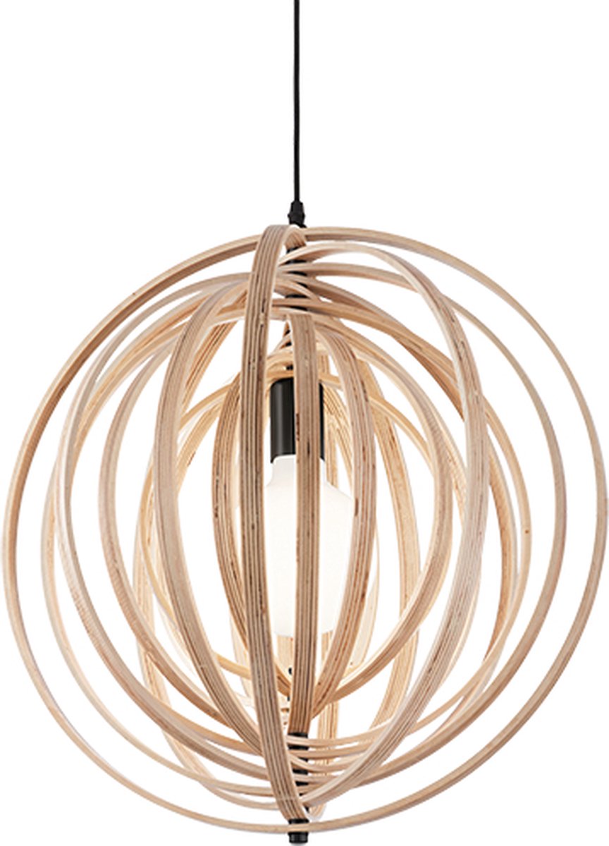 Ideal Lux - Disco - Hanglamp - Hout - E27 - Bruin - Voor binnen - Lampen - Woonkamer - Eetkamer - Keuken
