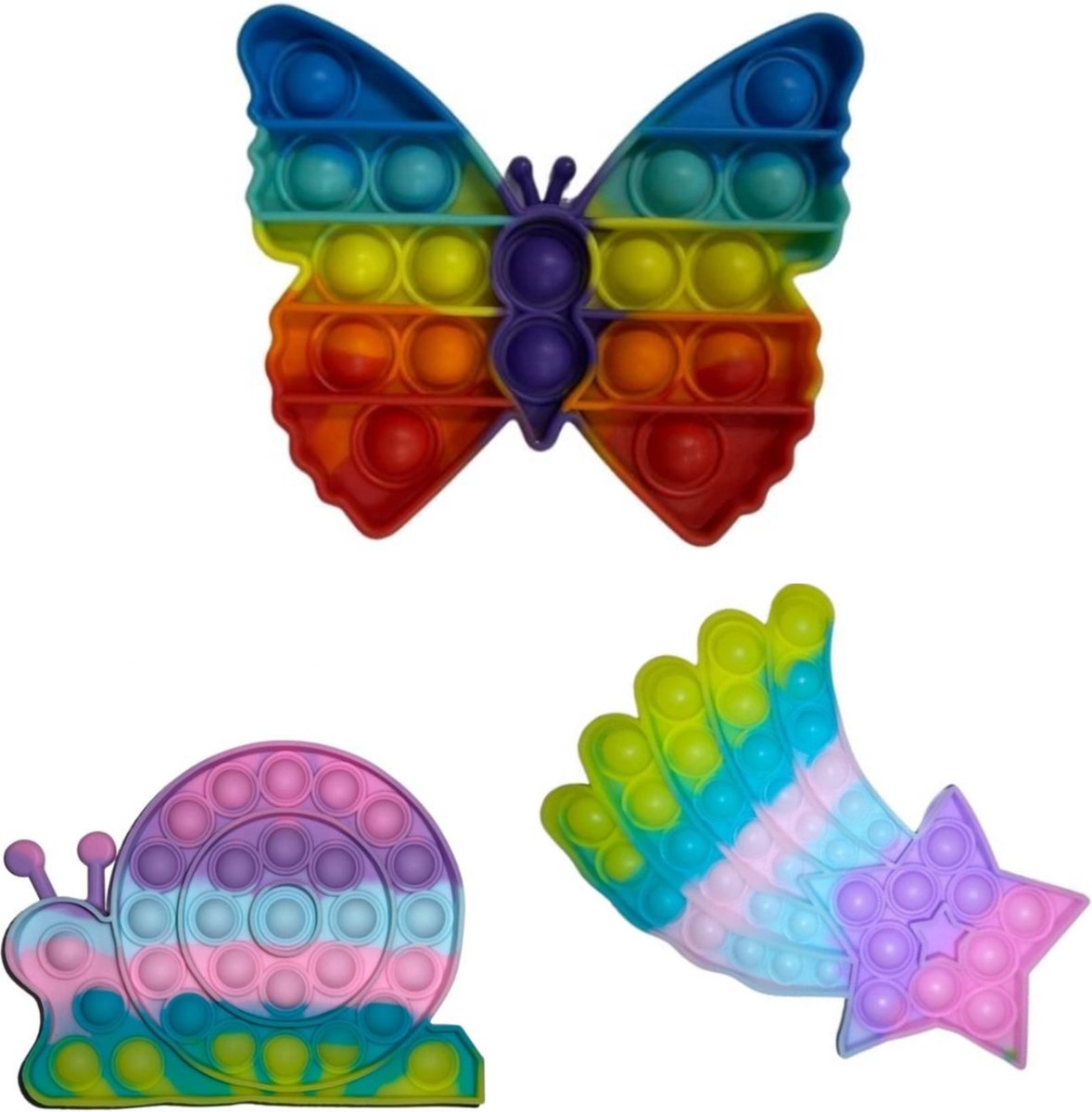 Fidget toys Pop It Pakket Vlinder + Slak + Ster Pop it fidget toy