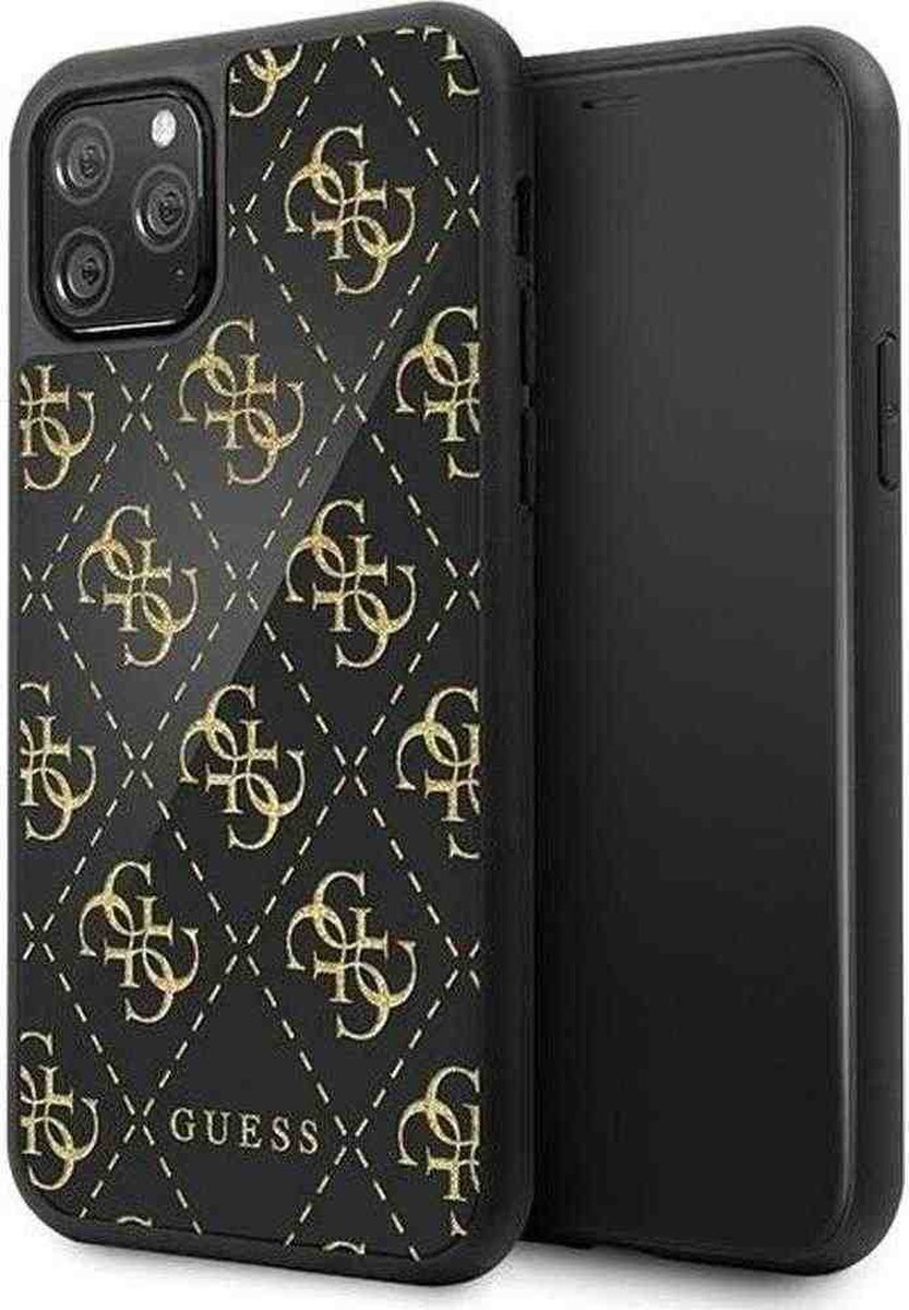 GUESS Double Layer Glitter Back Case - Geschikt voor Apple iPhone 11 Pro (5.8") - Zwart