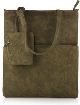 Ruime shopper met voorvak/portemonneetje, groen - Michelle