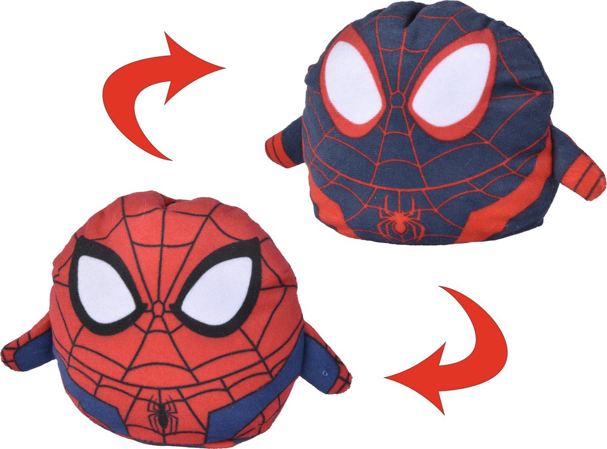 Disney - Spiderman & Miles Omkeerbaar 8cm - Blauw/Rood - Pluche - Knuffel