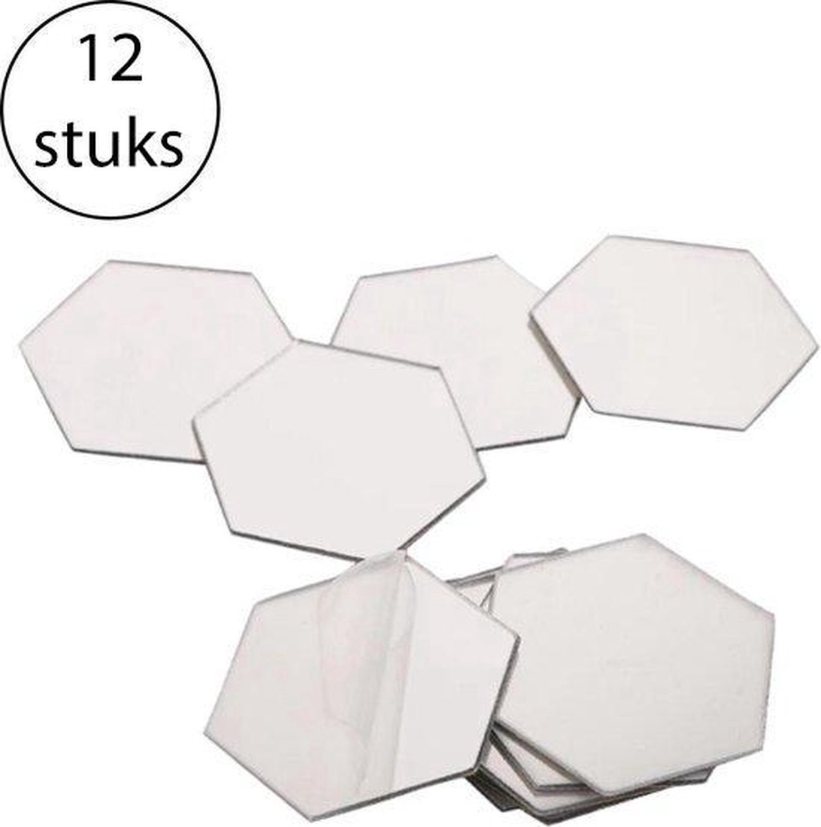 Plakspiegel – Hexagon Wandspiegel – 12 Stuks – 8x4x7cm – Zilver – zelfklevend – decoratie