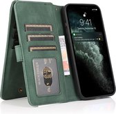 Mobiq - Zacht Leren iPhone 13 Pro Max Wallet Hoesje - groen