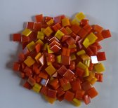 Mozaieksteentjes 1x1cm Luxe Rood/Oranje/Geel mix 300 gram