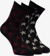 3 paar dames sokken met print - Zwart - Maat 39/42
