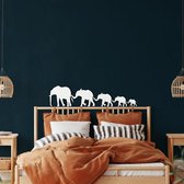 Wanddecoratie | Big Elephant Family decor | Metal - Wall Art | Muurdecoratie | Woonkamer |Wit| 46 x 11cm