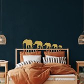 Wanddecoratie | Big Elephant Family decor | Metal - Wall Art | Muurdecoratie | Woonkamer |Gouden| 90 x 22cm