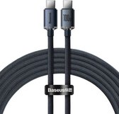 Baseus USB C kabel | USB C naar USB C 2 Meter | USB 3.1 gen 1 | Oplaadsnoer | 5 Gb/s overdrachtssnelheid | 3A laadsnelheid | Quickcharge | Gevlochten nylon mantel | Voor Samsung, H