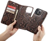 iPhone 13 pro - 2 in 1 casemania - book case - snake skin - bruin