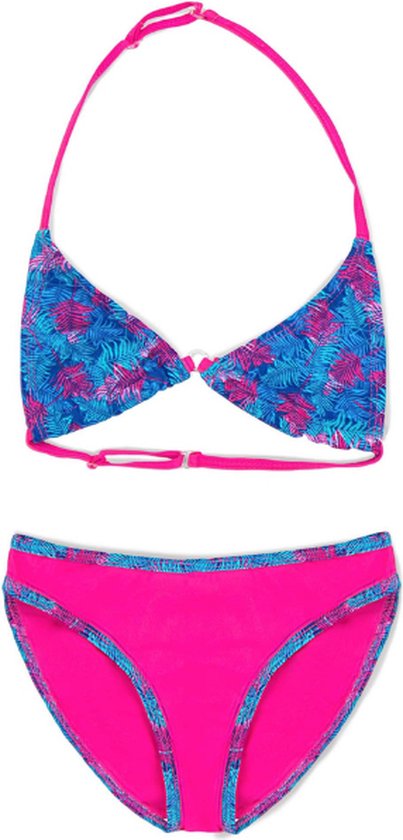 Bikini Filles - Palm Leaf - Rose / Blauw - Taille 6 ans (116 cm)