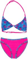 Meisjes Bikini - Palmblad - Roze/Blauw - Maat 6 jaar (116 cm)