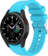 Siliconen Smartwatch bandje - Geschikt voor Strap-it Samsung Galaxy Watch 4 Classic 46mm siliconen band - lichtblauw - Strap-it Horlogeband / Polsband / Armband