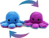 Mood octopus-Blauw/Paars-inktvis - Octopus Mood Knuffel - Omkeerbaar - Emotie Knuffel - Boos/Blij Knuffel - 2 Verschillende Kleuren -