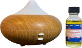 Aroma Diffuser 210ML met LED verlichting - Luchtbevochtiger – Verdamper – Aromatherapie - Geurverspreider - Walnoot - incl. Nag Champa Satya Aromatische Olie