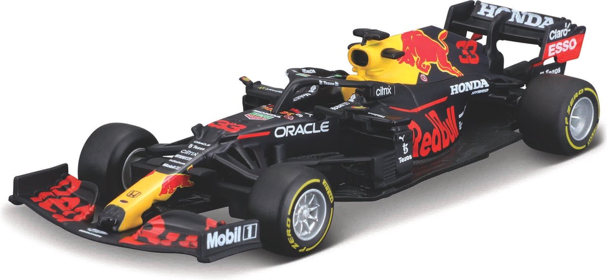 Bburago Red Bull Racing RB16B - #33 Max Verstappen - Formule 1 2021 - Donker blauw/rood/geel kleurstelling - schaalmodel - modelauto - schaal 1:43 — afbeelding 2