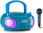 auna Roadie Sing CD boombox - CD speler - Radio FM - Bluetooth 3.0 - USB - Microfoon - LED lichteffect - geschikt voor kinderen