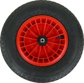 FORT Kruiwagenwiel 400x100mm met 4PLy luchtband, kunststof velg Rood, aslengte 130 mm en Ø 20mm FORT Kruiwagenwiel 400x100mm met 4PLy luchtband, kunststof velg Rood, aslengte 130 mm en Ø 20mm
