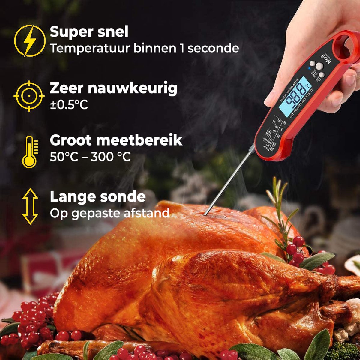 Mostessential Premium Vleesthermometer - Bbq Thermometer - Kernthermometer  -... | Bol.com