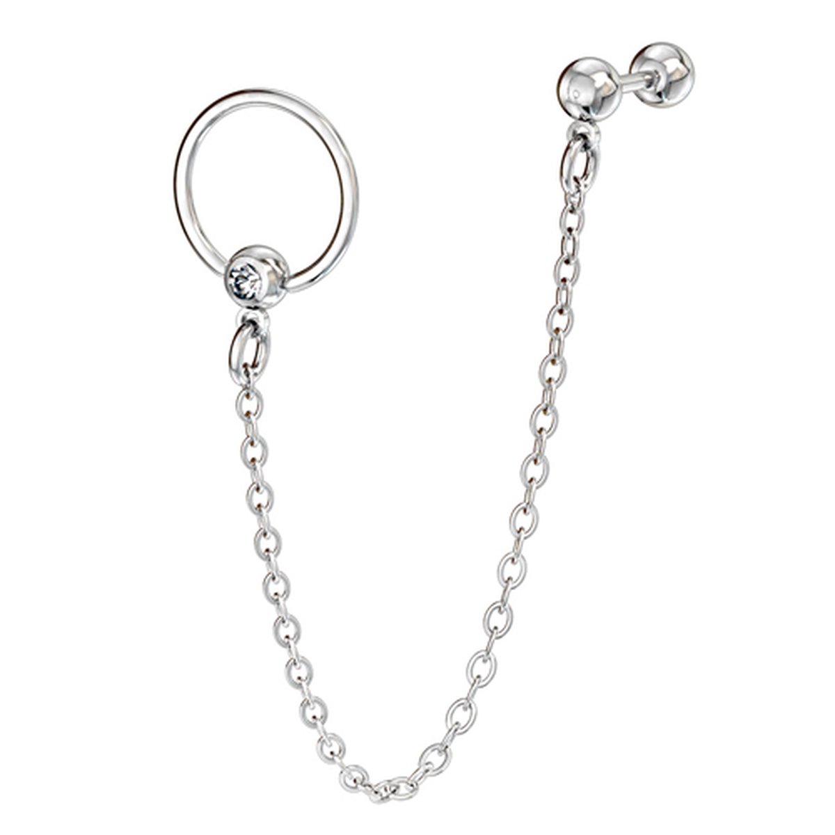 Piercing ball closure ring met stud - zilver - LMPiercings