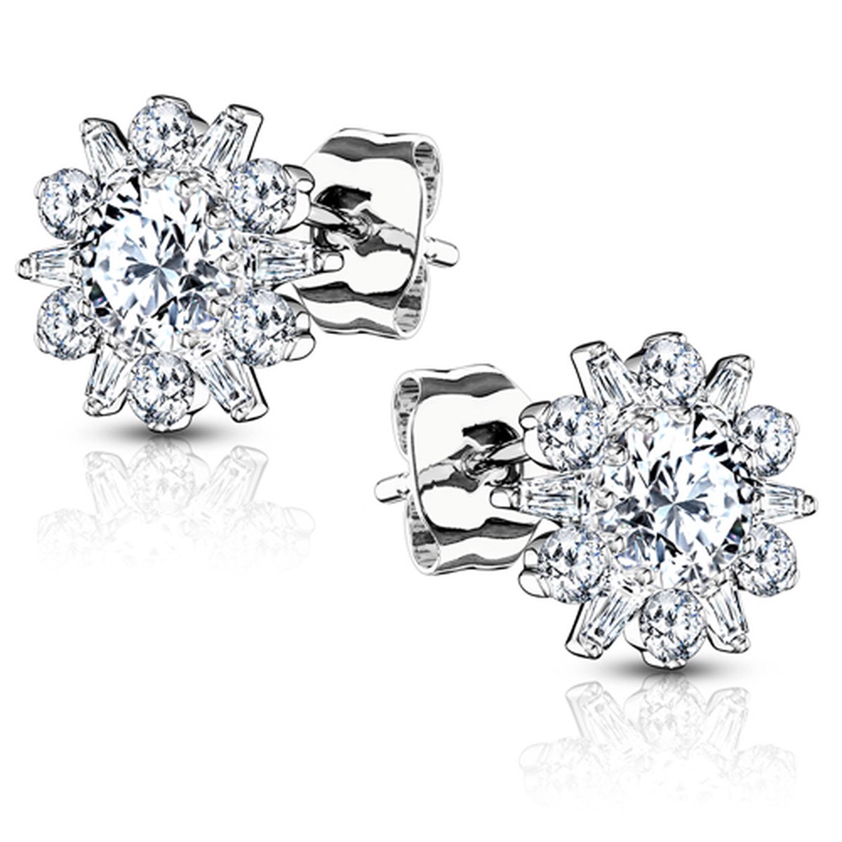 Oorbellen .925 Silver dahlia bloem - zilver - LMPiercings