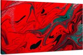 Schilderij - Abstract in Rood en Groen, Super scherpe print, 2 maten