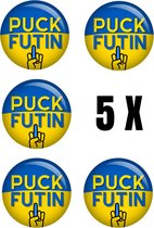 5x "Puck Futin" Button | Vlag Oekraine | Button | Speld Pin | Blauw Geel
