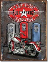 Last Stop Gasoline Full Service Metalen Bord - 30 x 40 cm