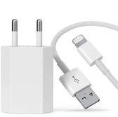 USB oplader,  wandlader en een oplaadkabel Compatibel met iPhone X, iPhone 8, iPhone 7, iPhone 6, iPhone 5, iPad Mini, iPod Touch, iPods (wit)