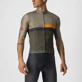 Castelli Fietsshirt Korte Mouwen Heren Groen Oranje - A BLOCCO JERSEY BARK GREEN POP ORANGE DARK GRAY-L