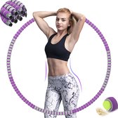 SAFETYON Fitness Hoelahoeps - Hoelahoepband  - 8-delige afneembare fitnessband - hoepel met golfdesign - voor volwassenen beginners -  voor fitness, sport, thuis, kantoor, buikvorm