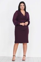 HASVEL - Donkerpaarse Groote maat jurk- maat 3XL-Galajurk-Avondjurk-HASVEL - Dark Purple Plus Size Dress- Size 3XL-Prom Dress-Evening Dress