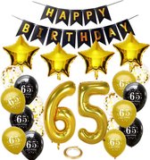 Forfait anniversaire Joya Beauty® 65 ans | Décoration Ballons pour fête 65 ans | Soixante cinq embellissements | Ballons guirlandes figurines gonflables 65