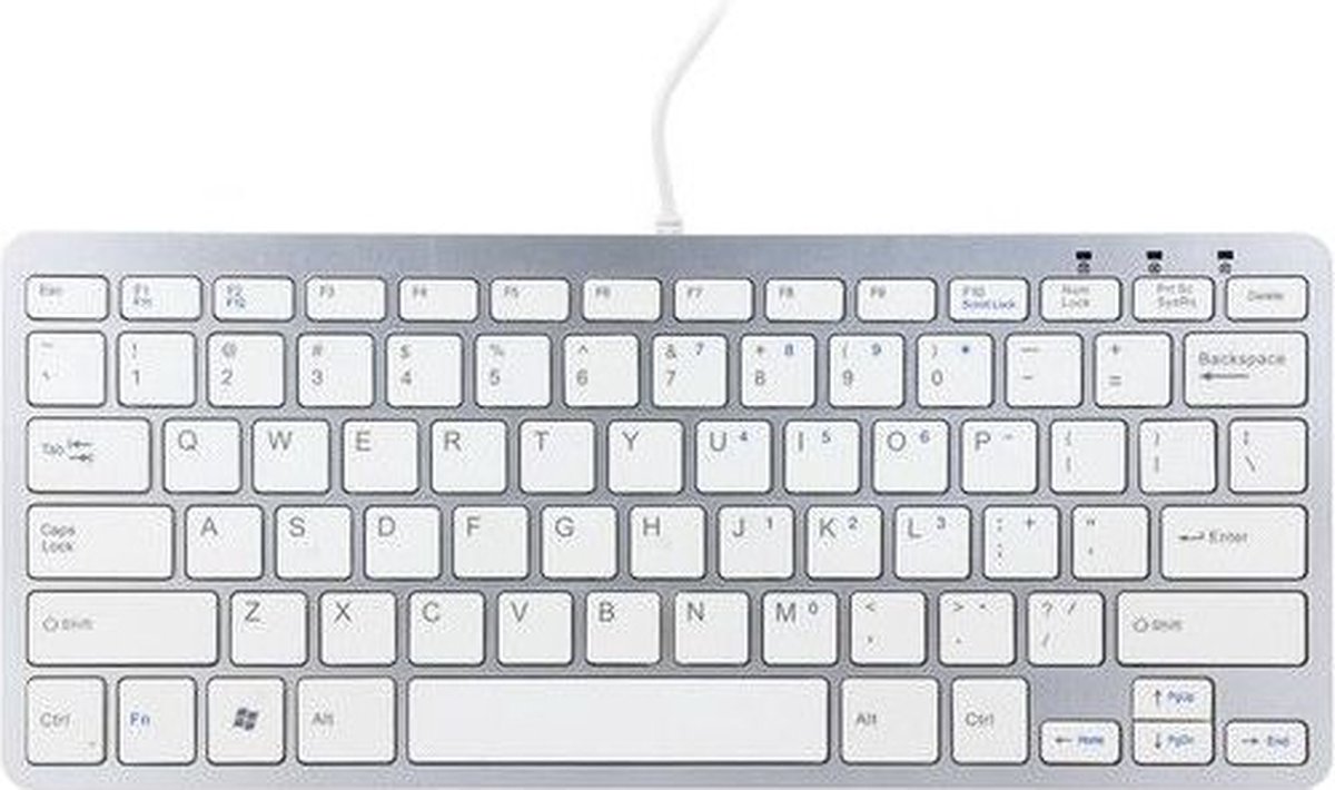 Ergoline ergonomisch toetsenbord – compact - bedraad - zilver – qwerty – 2 usb hubs - thuiswerken – polssteun