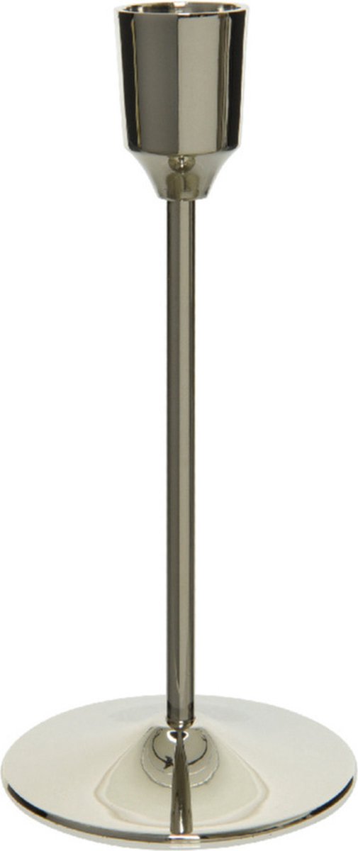 Set van 2x stuks luxe diner kaarsen staande kandelaar aluminium kleur zilver 20 cm - Diameter onderkant 7 cm — cadeau in Wonen & Interieur - foto 2