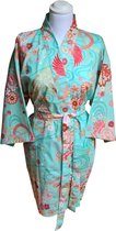 DongDong - Originele Japanse kimono kort - Katoen - Draak&Phoenix motief - Groen - L