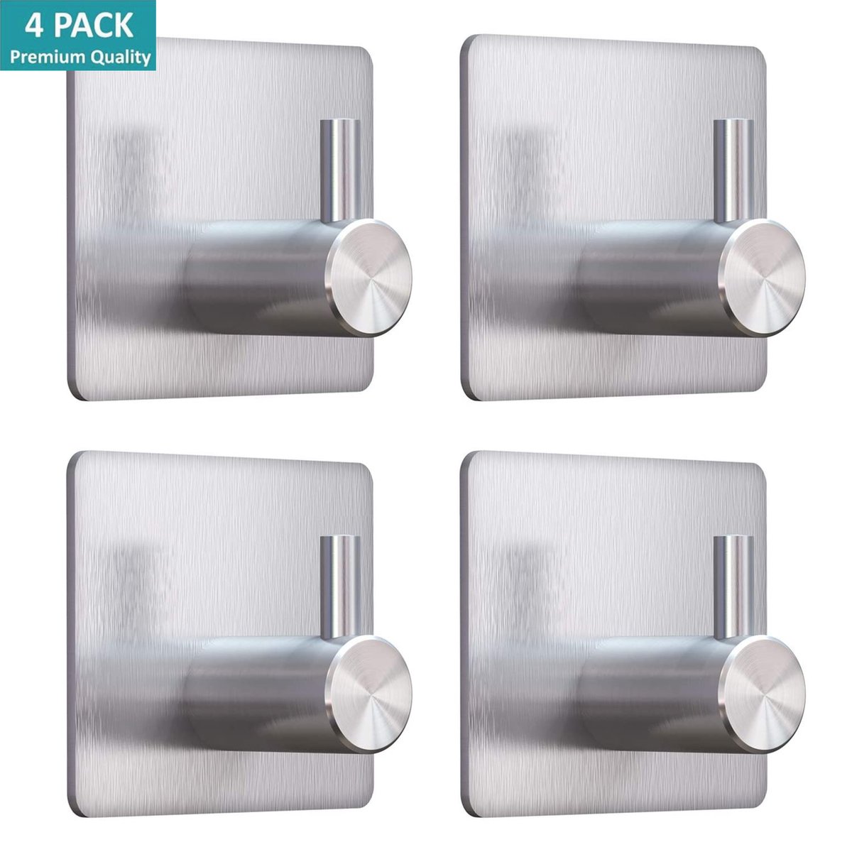 Handdoekhaakjes set - RVS Handdoekhouders - Zelfklevend - Design Handdoek - 4 stuks